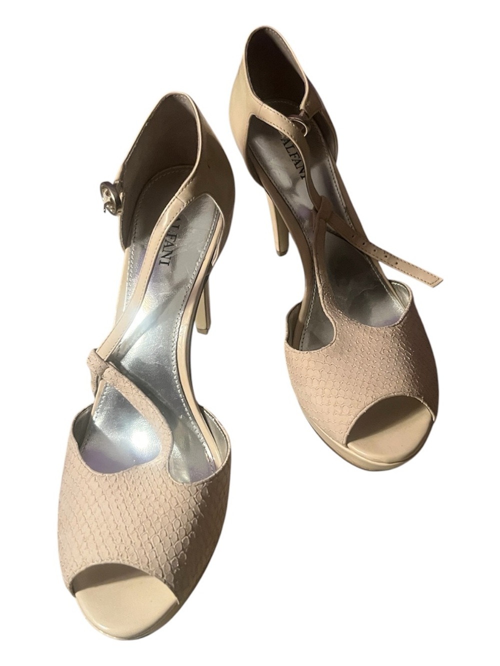 Alfani Women's Nude Peep-Toe High Heels with Ankle Strap